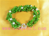 7-8mm freshwater pearl jewelry with green coral bracelet